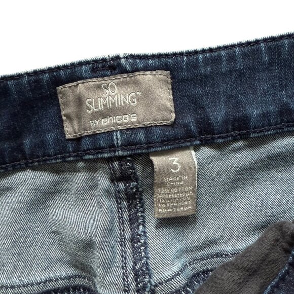 Chicos So Slimming Cropped Denim Jeans Size 3  Blue Stretch Mid-Rise XL 16 - Picture 2 of 6